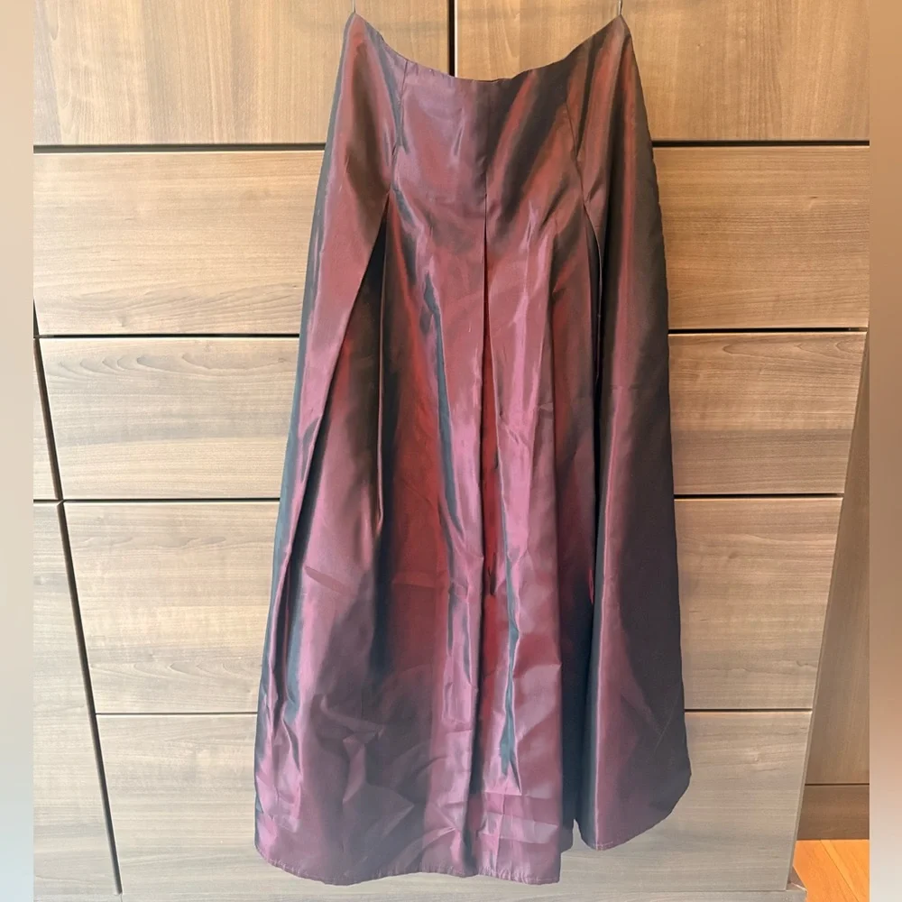 Vintage Cache Burgundy Taffeta Midi Skirt - Picture 9 of 10